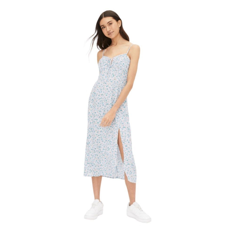 NWT Aeropostale Cottagecore Purple Floral Side Slit Midi Dress Size XS